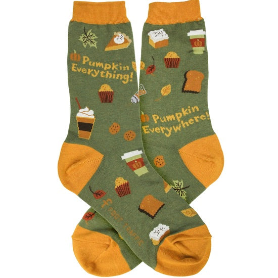 PUMPKIN EVERYTHING Ladies Socks FOOT TRAFFIC Brand PUMPKIN COFFEE, PIE