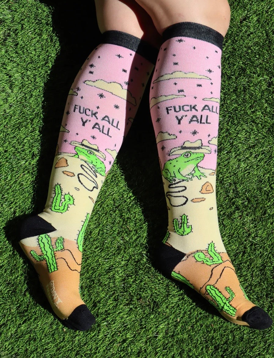FUCK ALL Y’ALL Ladies 15-20 mmHg Compression Socks GROOVY THINGS Brand - Novelty Socks And Slippers