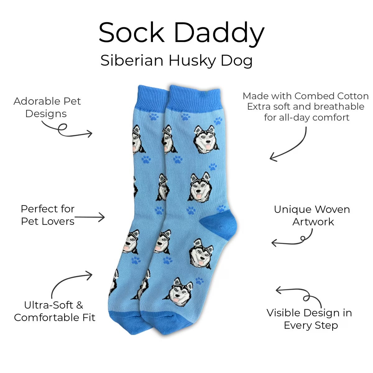 SIBERIAN HUSKY Dog Adult Unisex Socks By E&S Pets Choose Style