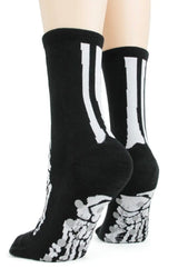 FOOT TRAFFIC Brand Ladies SKELETON BONES Non-Skid Slipper Socks - Novelty Socks And Slippers