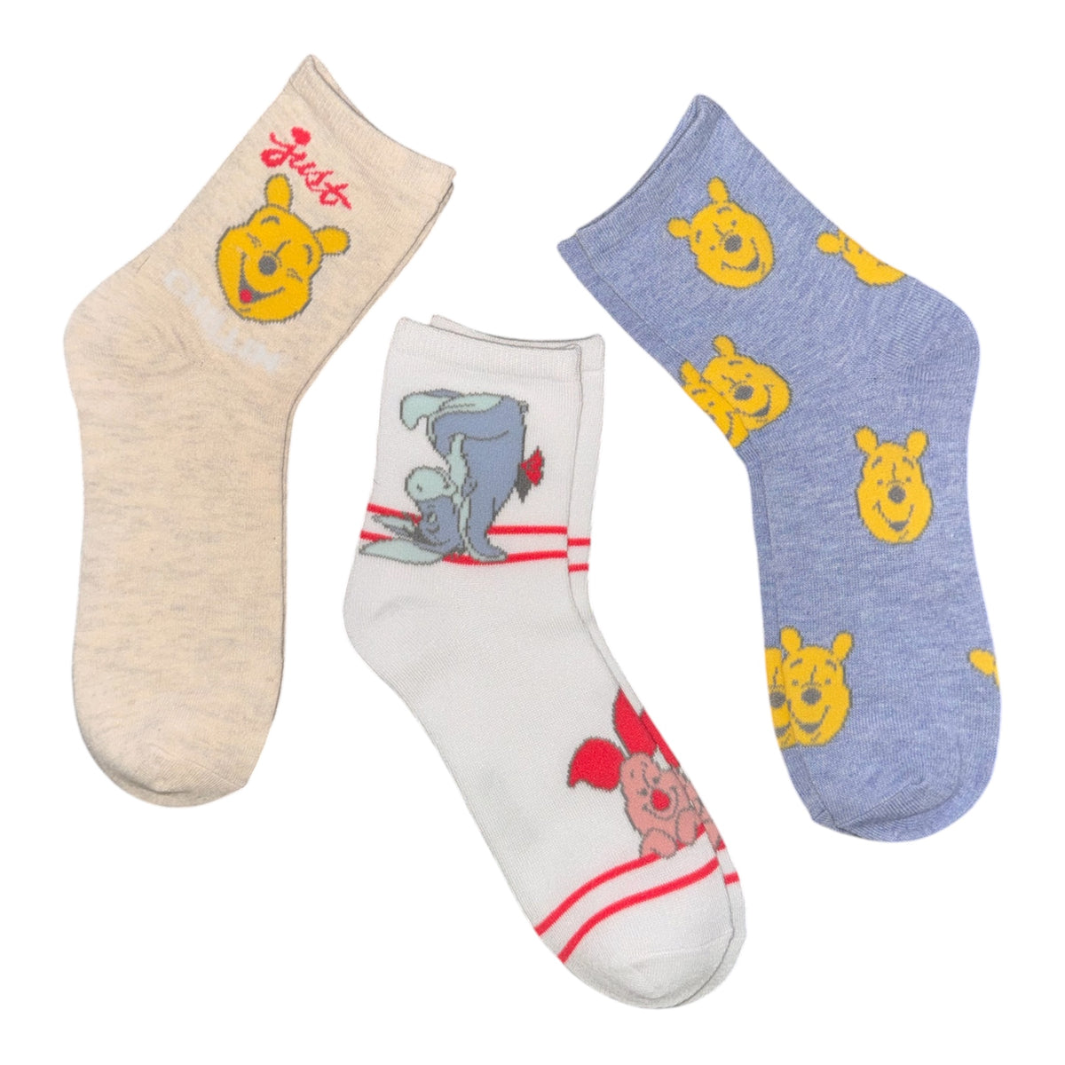 Disney WINNIE THE POOH Ladies 3 Pair Of Socks (Choose Style)