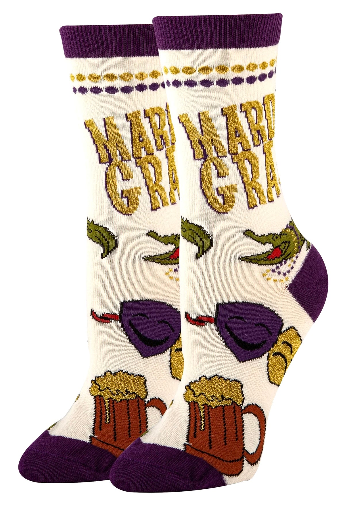 OOOH YEAH Brand Ladies MARDI GRAS Socks - Novelty Socks And Slippers