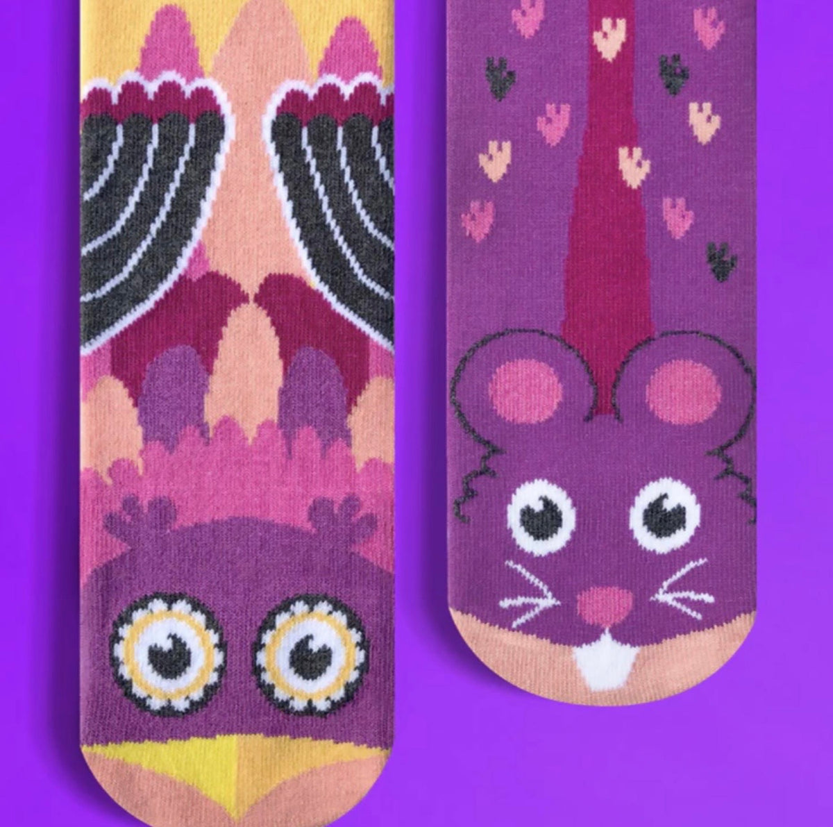 OWL & MOUSE Unisex Toddler-Kids Mismatched Gripper Bottom Socks PALS SOCKS Brand - Novelty Socks And Slippers