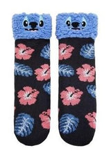 DISNEY LILO & STITCH LADIES SHERPA LINED GRIPPER BOTTOM SLIPPER SOCKS - Novelty Socks And Slippers