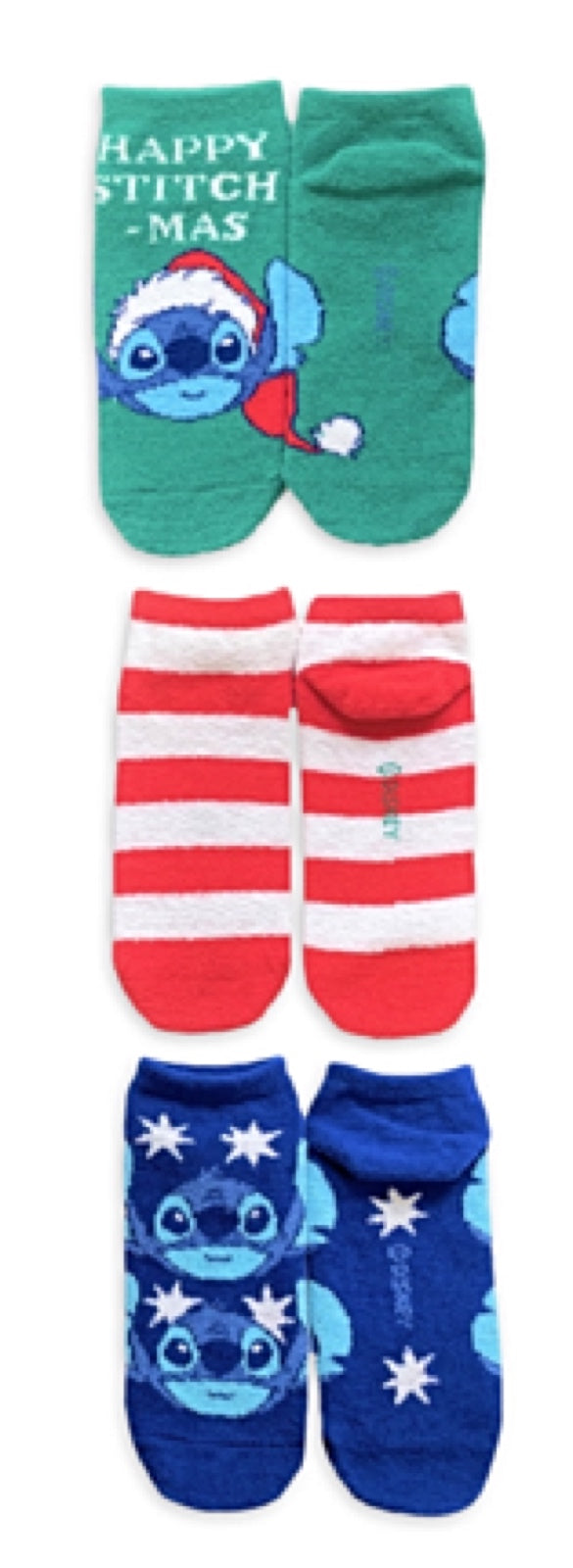 DISNEY LILO & STITCH Ladies 3 Pair CHRISTMAS of Cozy Low Cut Socks ‘HAPPY STITCH-MAS’ - Novelty Socks And Slippers