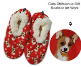 COMFIES BRAND Ladies CHIHUAHUA Dog (FAWN, TAN) Non-Skid Slippers By E&S PETS - Novelty Socks And Slippers