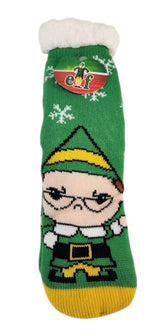 ELF THE MOVIE LADIES CHRISTMAS SHERPA LINED GRIPPER BOTTOM SLIPPER SOCKS