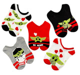 STAR WARS BABY YODA Ladies 5 Pair Of No Show VALENTINES DAY Socks 'HUG ME' - Novelty Socks And Slippers