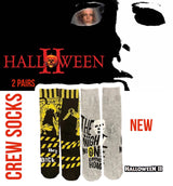 HALLOWEEN II Men’s 2 Pair Of MICHAEL MYERS Socks ‘THE NIGHT NO ONE COMES HOME’
