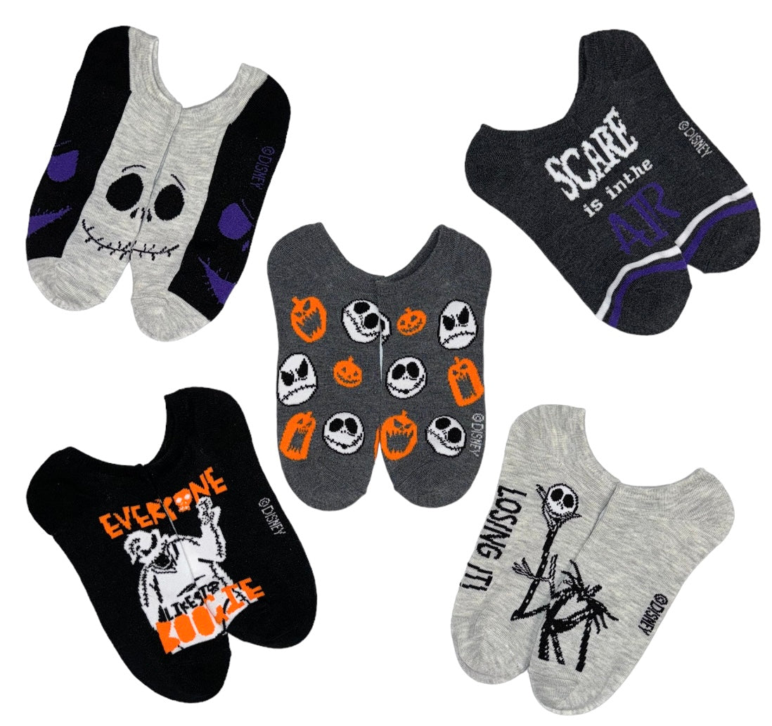 DISNEY THE NIGHTMARE BEFORE CHRISTMAS Ladies 5 Pair No Show LOSING IT - Novelty Socks And Slippers