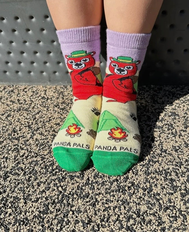 HIKING BEAR Unisex Kids Socks Kids Age 3-5 Shoe Size 7-12 SOCK PANDA Brand - Novelty Socks And Slippers
