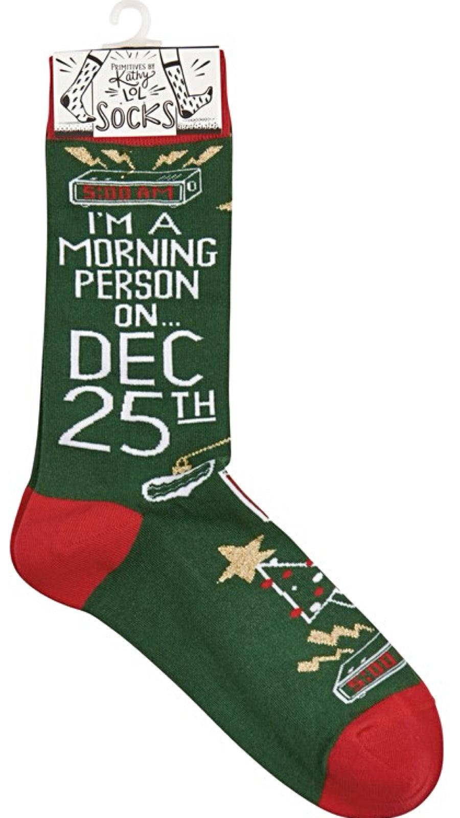 PRIMITIVES BY KATHY Unisex CHRISTMAS Socks ‘I’M A MORNING PERSON ON DEC 25th’ - Novelty Socks for Less