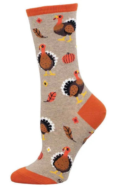 SOCKSMITH Brand Ladies THANKSGIVING TURKEY Socks ‘LET’S TALK TURKEY’ - Novelty Socks And Slippers