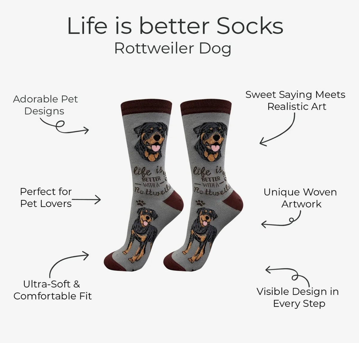 ROTTWEILER Dog Adult Unisex Socks By E&S Pets Choose Style