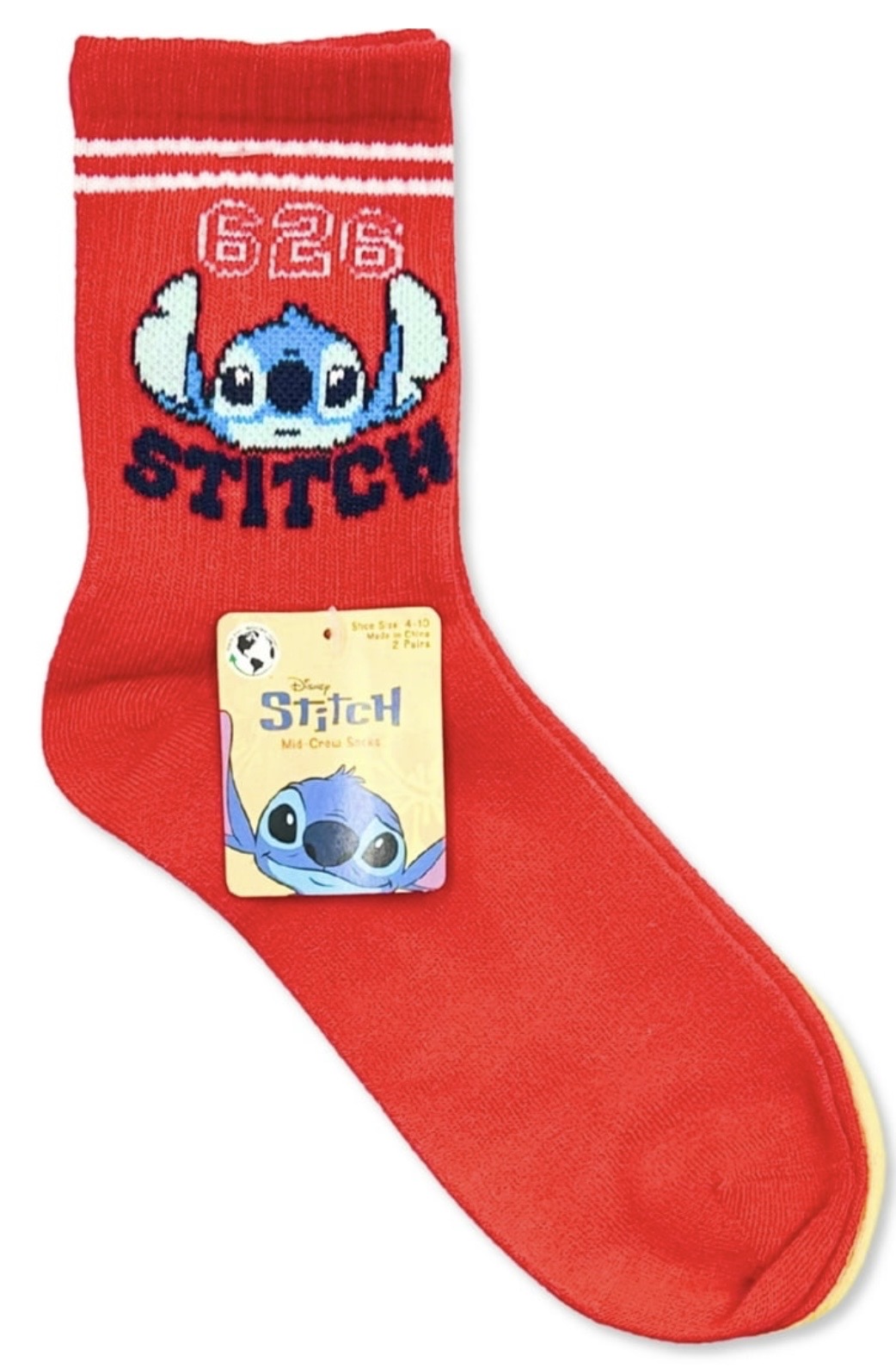 DISNEY STITCH Ladies 2 Pair Of Crew Socks With SCRUMP