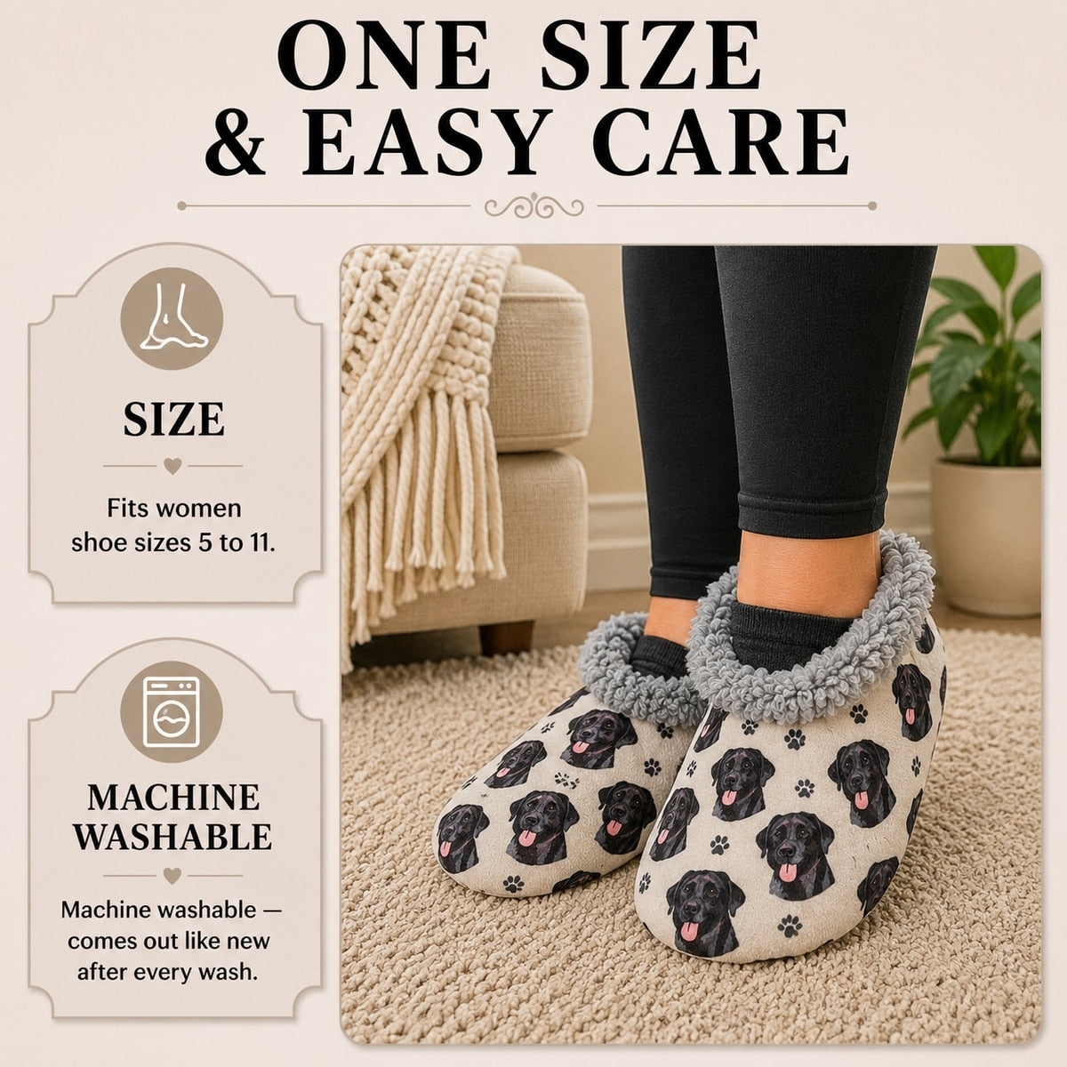 BLACK LABRADOR Dog Ladies Non-Slip Slippers COMFIES BRAND By E&S Pets