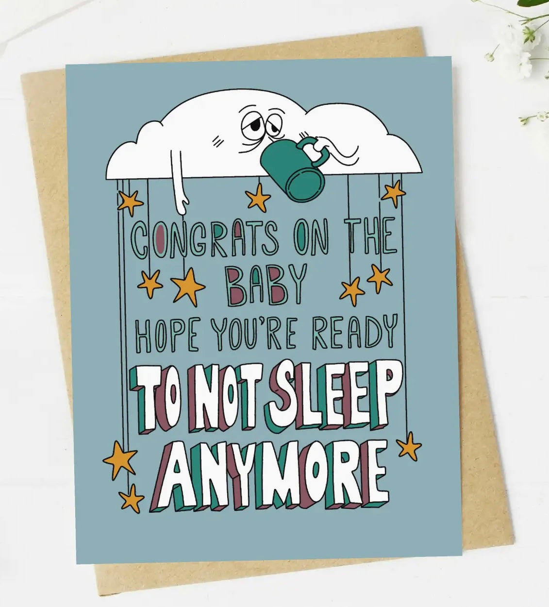 New Baby Shower Greeting Card CONGRATS ON THE BABY HOPE YOU’RE READY TO NOT SLEEP ANYMORE - Novelty Socks And Slippers