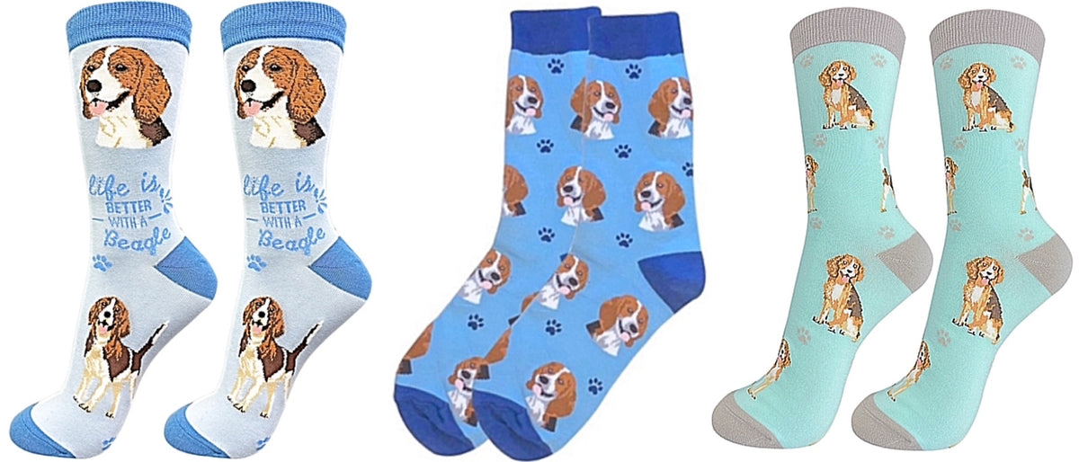 BEAGLE Dog Unisex Socks By E&S Pets (CHOOSE SOCK DADDY, LIFE IS BETTER, HAPPY TAILS) - Novelty Socks for Less