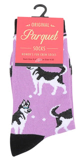 PARQUET BRAND Ladies SIBERIAN HUSKY Dog Socks - Novelty Socks for Less