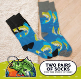 FOOZYS BRAND MEN’S 2 PAIR OF BASS FISHING SOCKS - Novelty Socks And Slippers