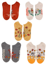 DISNEY WINNIE THE POOH Ladies AUTUMN 5 Pair Of No Show Socks ‘IT’S ALWAYS AN ADVENTURE WITH YOU’ - Novelty Socks And Slippers