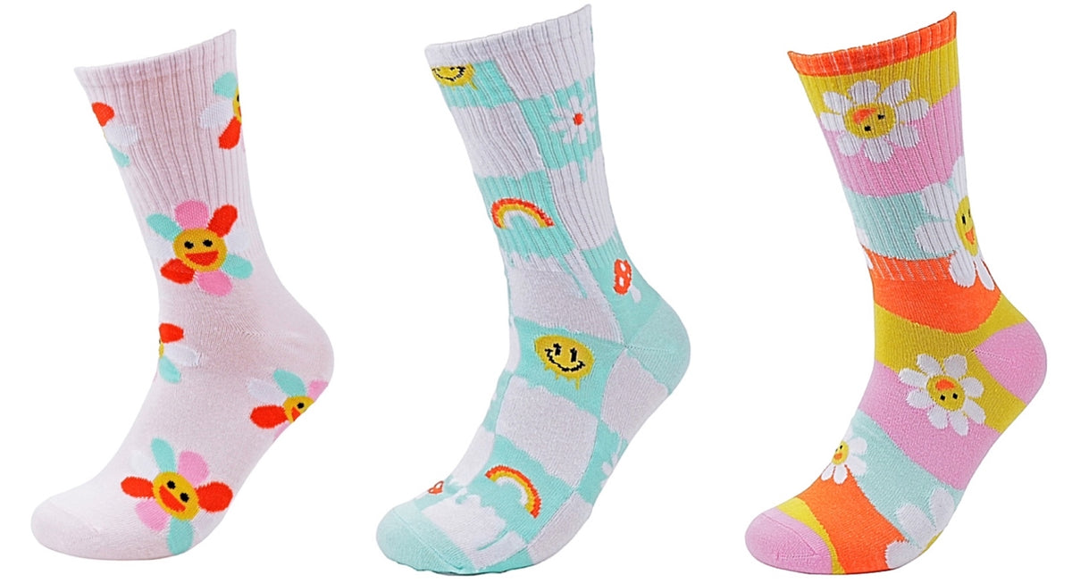 PARQUET Brand Ladies FLOWERS & MUSHROOM Athletic Crew Socks (CHOOSE PATTERN) - Novelty Socks for Less