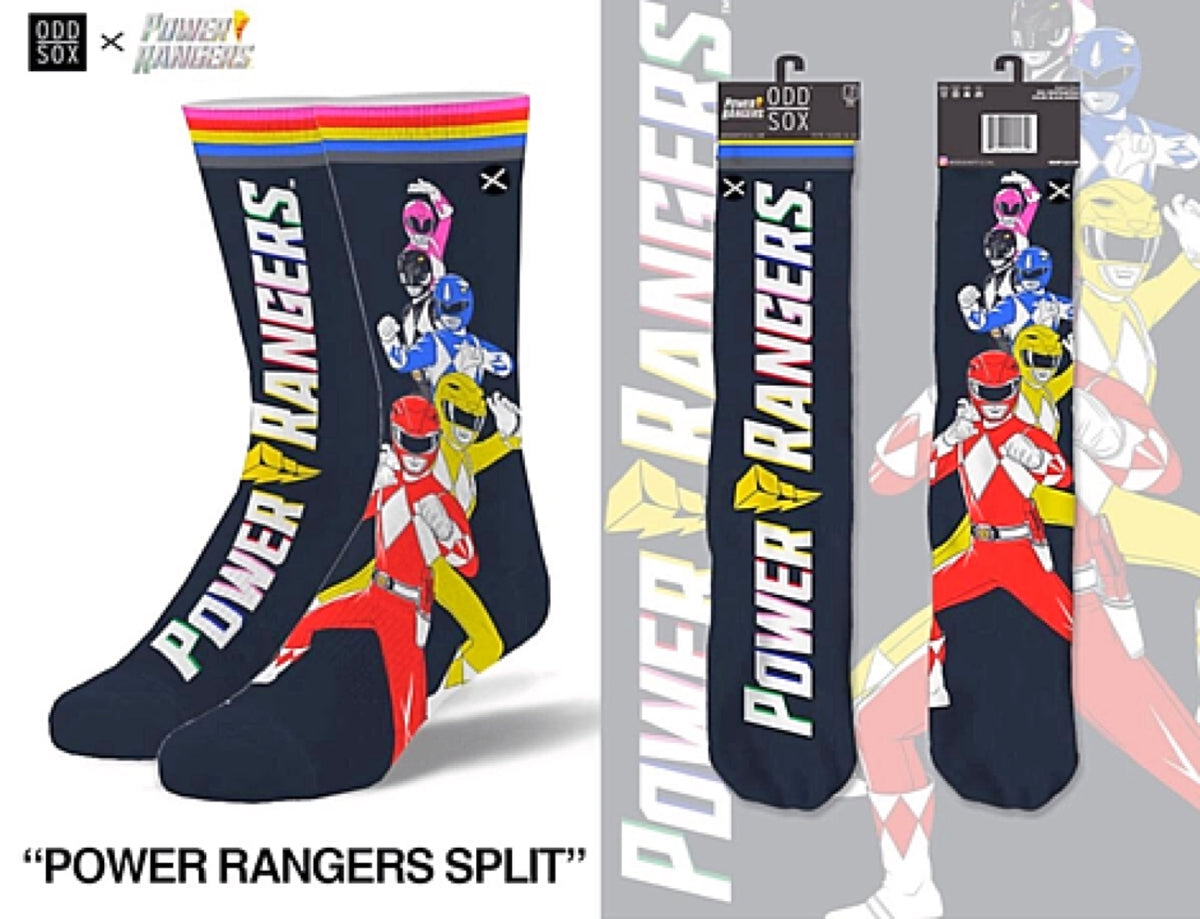 POWER RANGERS Men’s SPLIT Socks ODD SOX Brand - Novelty Socks for Less