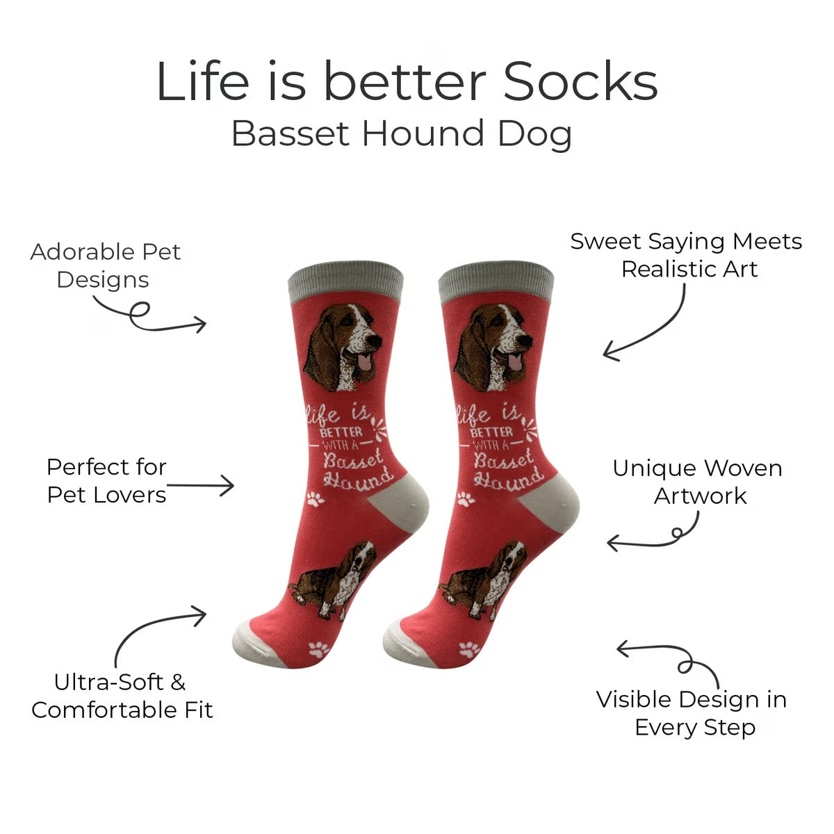BASSET HOUND Dog Adult Unisex Socks By E&S Pets Choose Style