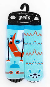 ROBOT & ALIEN Unisex Toddler Mismatched Gripper Bottom Socks PALS SOCKS Brand - Novelty Socks And Slippers