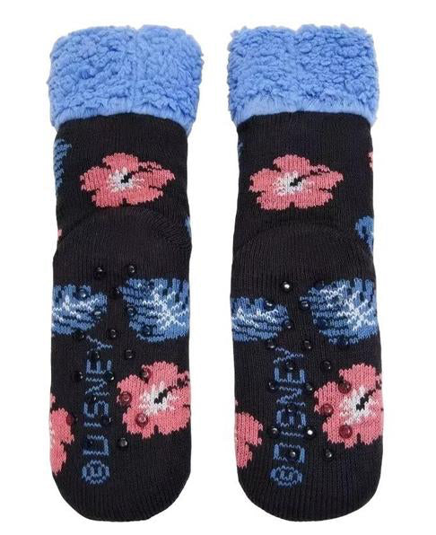DISNEY LILO & STITCH LADIES SHERPA LINED GRIPPER BOTTOM SLIPPER SOCKS - Novelty Socks And Slippers