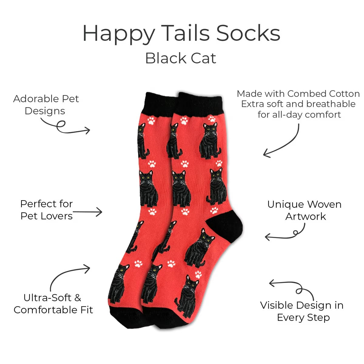 BLACK CAT Adult Unisex Socks By E&S Pets Choose Style