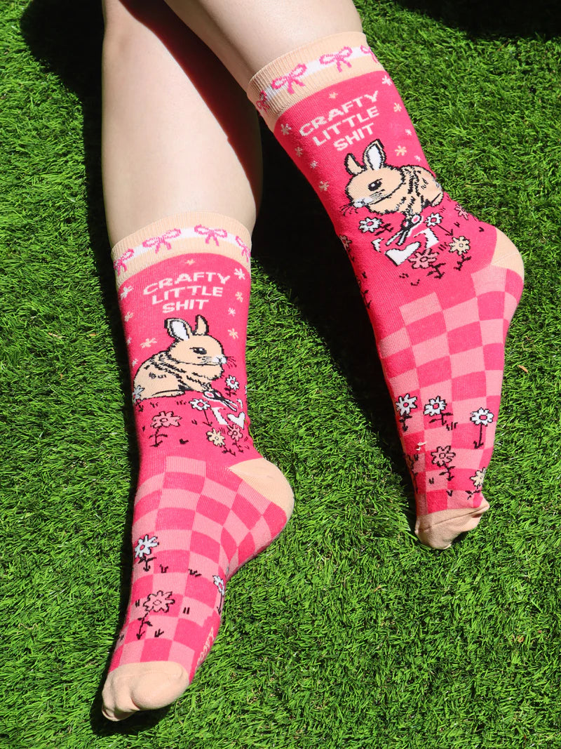 CRAFTY LITTLE SHIT Ladies Bunny Rabbit Socks GROOVY THINGS Brand - Novelty Socks And Slippers