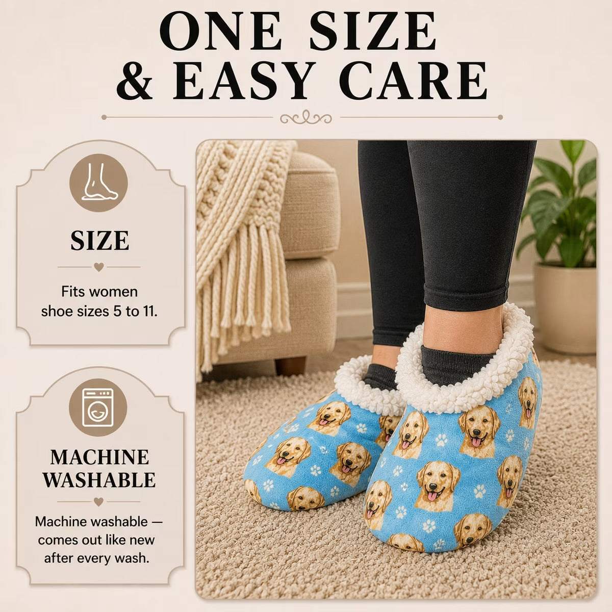 YELLOW LABRADOR DOG Ladies Non-Slip SLIPPERS COMFIES BRAND By E&S Pets