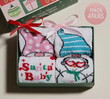 CUTE CHRISTMAS GNOMES Ladies 4 Pair Of Fuzzy Socks Gift Set - Novelty Socks And Slippers