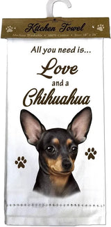 ALL YOU NEED IS LOVE & A DOG Kitchen Tea Towel By E&S Pets (Choose Breed)