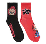 CHUCKY THE MOVIE LADIES 2 Pair Of HALLOWEEN Socks (Choose Style)