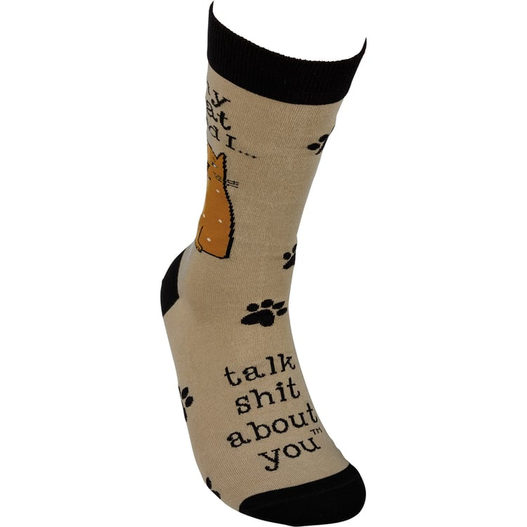MY CAT & I TALK SHIT ABOUT YOU Adult Unisex Socks PRIMITIVES BY KATHY Brand