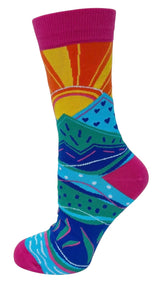 EXPLORE Ladies SUNSHINE & MOUNTAINS Socks FABDAZ Brand - Novelty Socks And Slippers