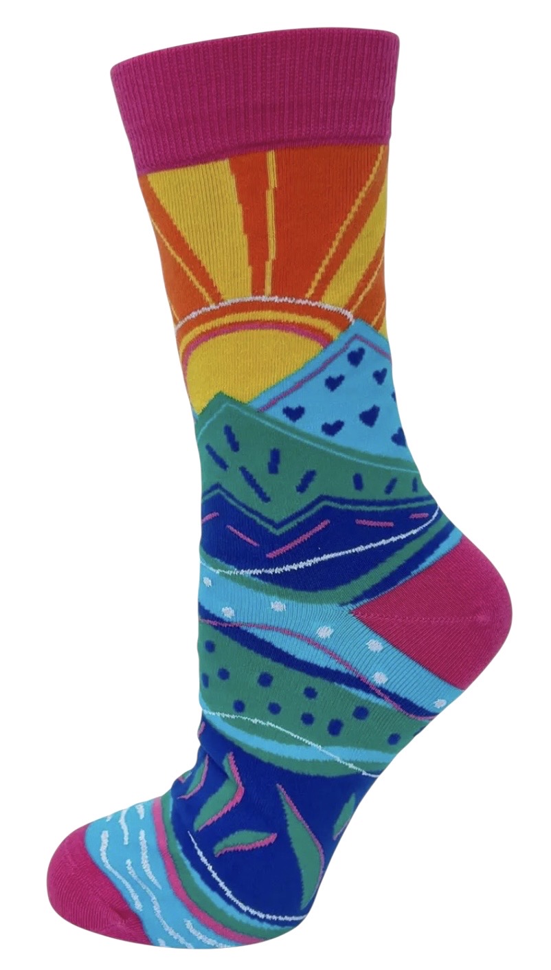 EXPLORE Ladies SUNSHINE & MOUNTAINS Socks FABDAZ Brand - Novelty Socks And Slippers