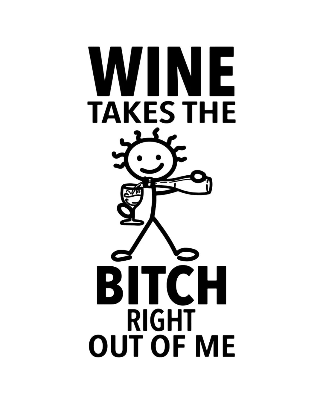 HEY NOW Brand By Fabdaz WINE TAKES THE BITCH RIGHT OUT OF ME Kitchen Tea Towel - Novelty Socks And Slippers