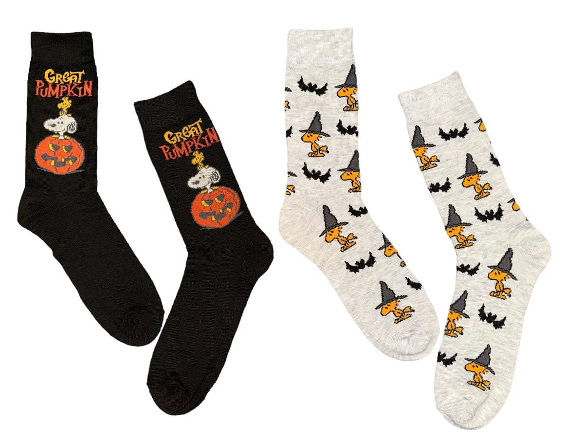 PEANUTS Men’s HALLOWEEN 2 Pair Of Socks ‘GREAT PUMPKIN’ - Novelty Socks And Slippers