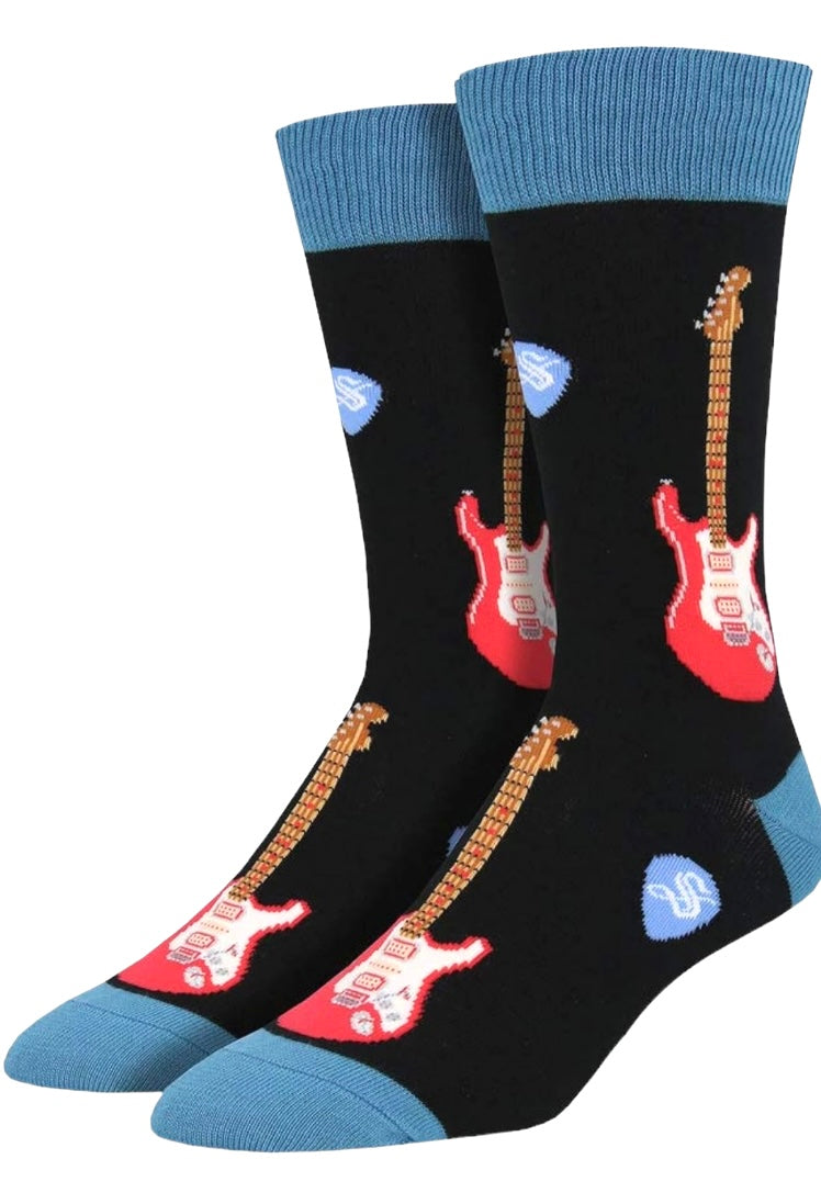 SOCKSMITH Brand Men’s ELECTRIC GUITAR Sock GUITARS ALL OVER - Novelty Socks And Slippers