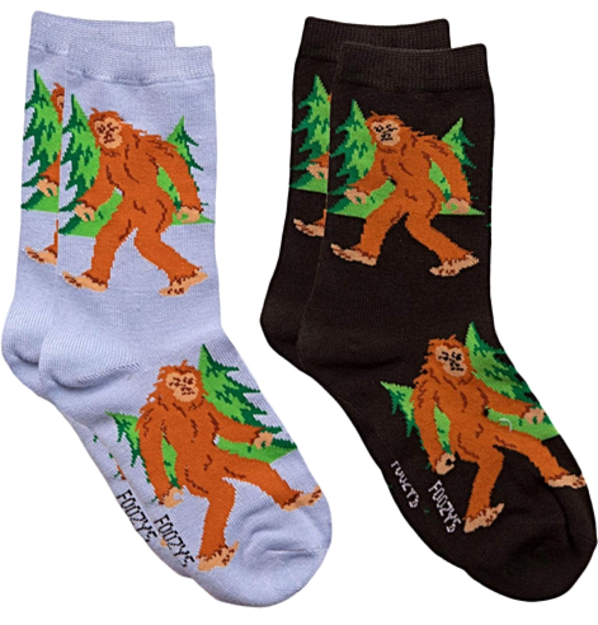 FOOZYS BRAND Ladies 2 Pair Of BIG FOOT SASQUATCH Socks - Novelty Socks for Less