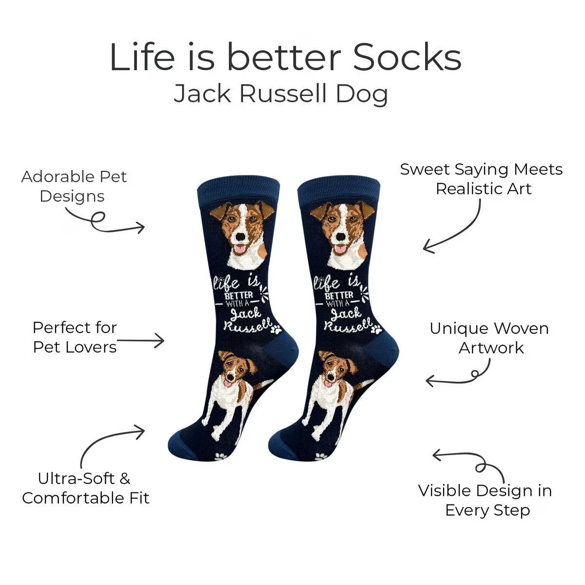 JACK RUSSELL Dog Adult Unisex Socks By E&S Pets Choose Style