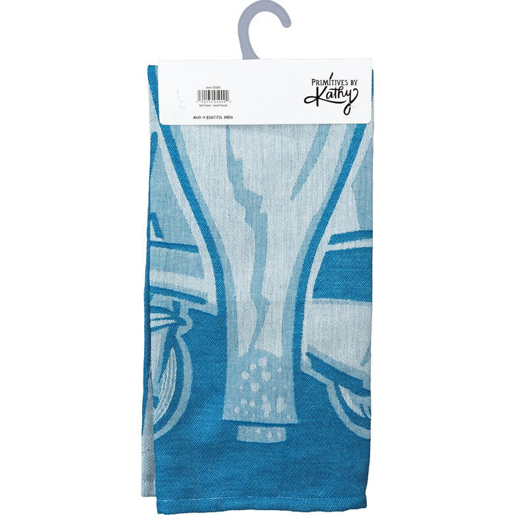 PRIMITIVES BY KATHY ‘GOOD FRIENDS & WINE ARE CHEAPER THAN THERAPY’ Tea Towel - Novelty Socks And Slippers