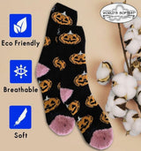GIANT PUMPKINS Ladies Soft Cozy Halloween Socks WORLD’S SOFTEST SOCKS Brand - Novelty Socks And Slippers
