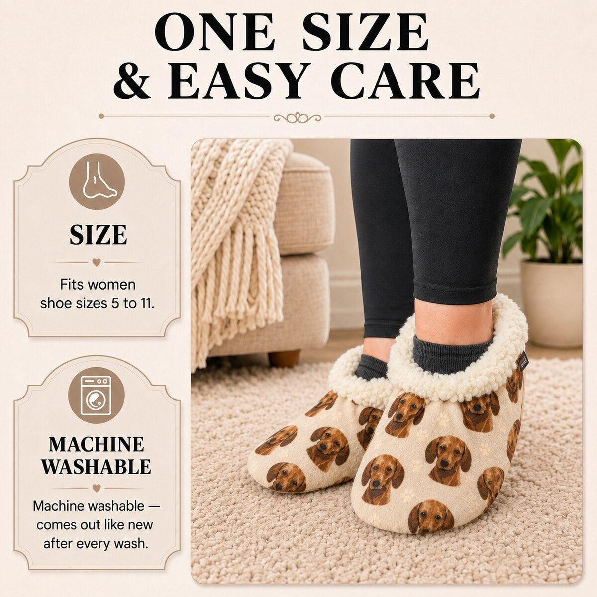 RED DACHSHUND Dog Ladies Non-Slip Slippers COMFIES BRAND By E&S Pets