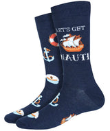 SOCK HARBOR Brand Men’s BOATING Socks ‘LET’S GET NAUTI’ - Novelty Socks And Slippers