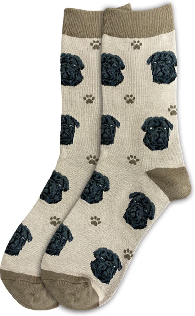 BLACK PUG Dog Adult Unisex Socks By E&S Pets Choose Style