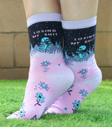 GROOVY THINGS Brand Ladies ‘LOSING MY SHIT’ Socks With SKELETON - Novelty Socks And Slippers